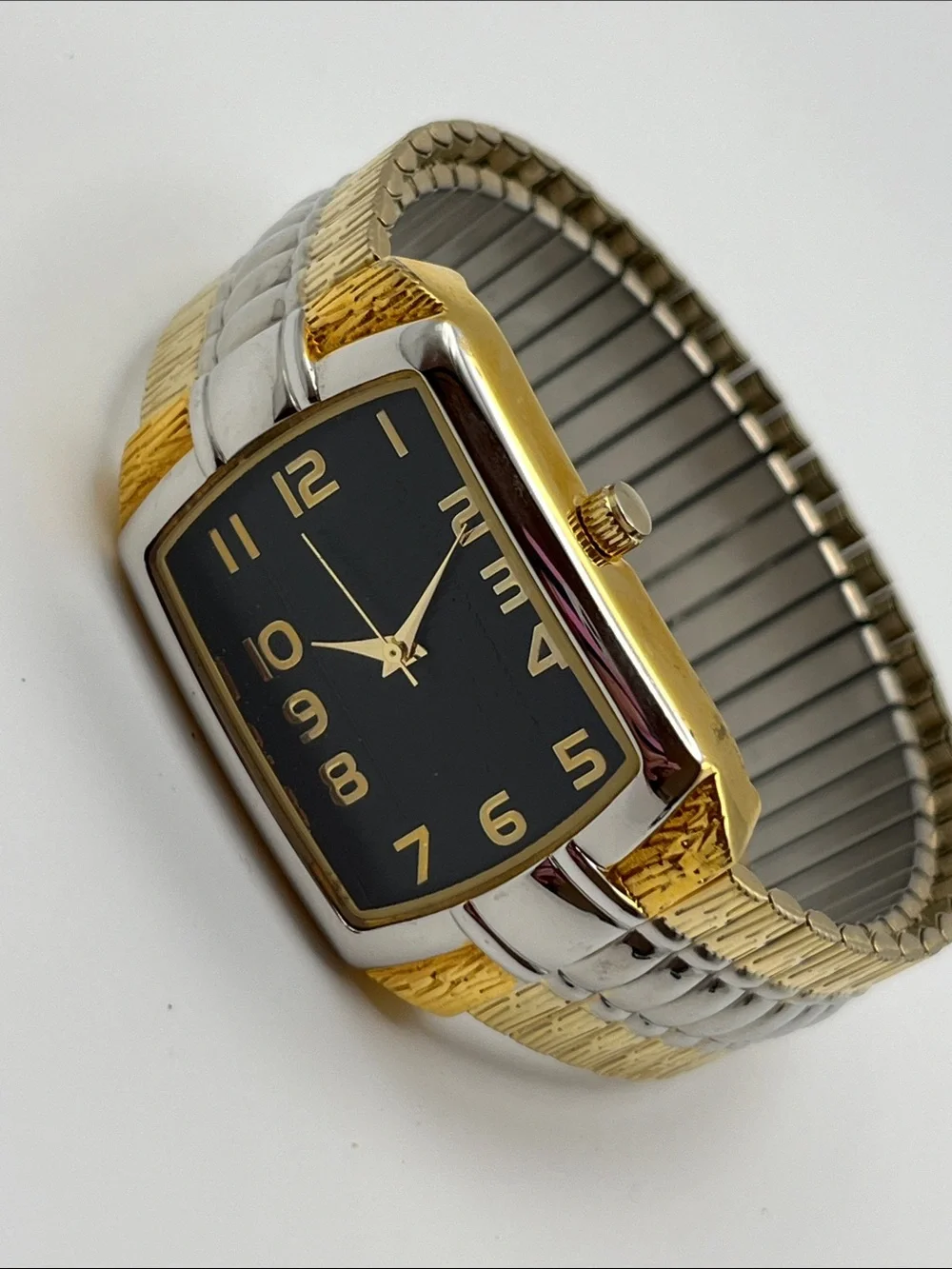 Gold & Silver Two-Tone Men's Analog Watch with Black Dial